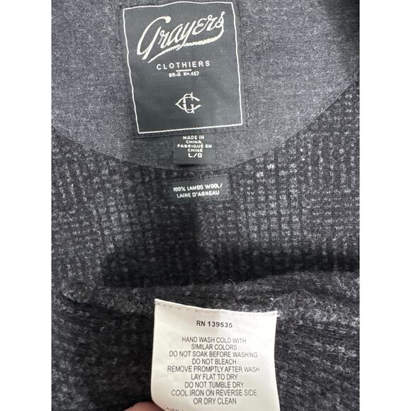 Grayers 100% Lambswool Charcoal Preppy Jacket Cardigan Mens medium - Picture 12 of 16